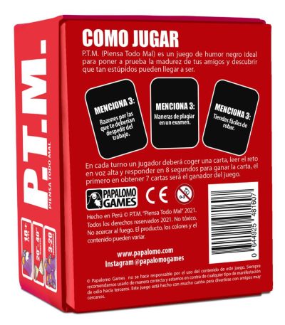 juegos de mesa papalomo games, juego ptm, juego para beber, juego papalomo linio, partygame, juego piensa todo mal, PTM002